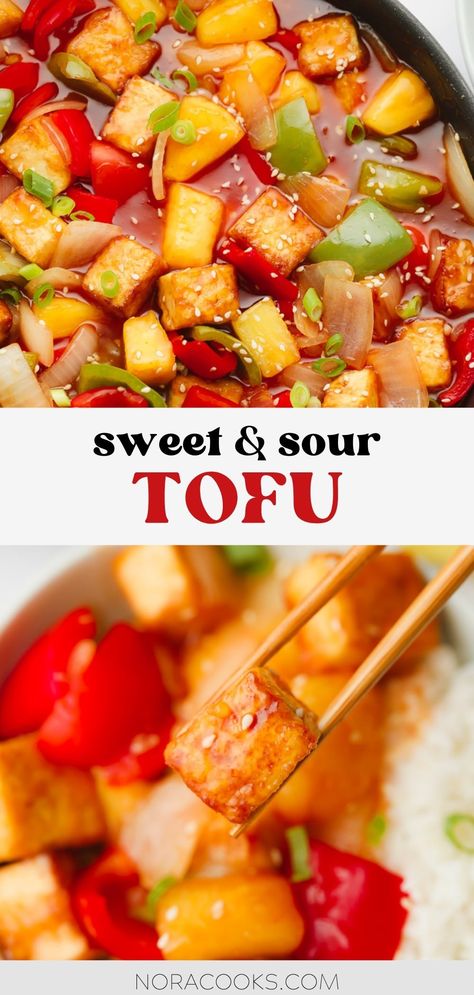 Tofu Pineapple, Recipe Sweet And Sour Sauce, Sweet And Sour Vegetables, Homemade Sweet And Sour Sauce, Sweet And Sour Tofu, Tofu Recipes Healthy, Nora Cooks, Tofu Recipes Easy, Tofu Recipes Vegan