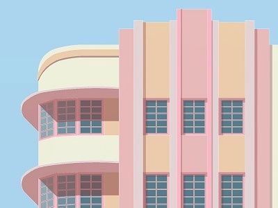 Art Deco Miami Print by KaloolaJay Studio Art Deco Miami, Miami Print, Miami Architecture, Art Deco Aesthetic, Miami Art Deco, Streamline Moderne, Building Illustration, Pintura Exterior, Deco Poster