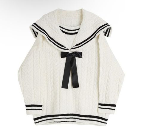 Kawaii Sweater, Kawaii Hoodie, Casual Knitwear, Oversize Pullover, Knitted Design, High Road, Sailor Collar, Retro Mode, Oversized Pullover