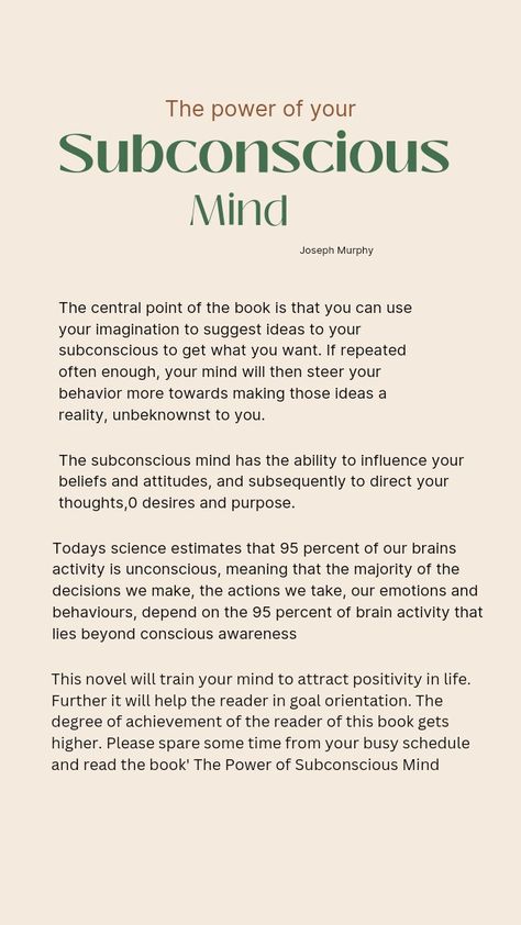 Subconscious mind | Joseph Murphy Feeling Is The Secret, Dr Joseph Murphy, Soul Retrieval, Murphy Law, Joseph Murphy, Universal Laws, Books Pdf, Brain Activities, Get What You Want