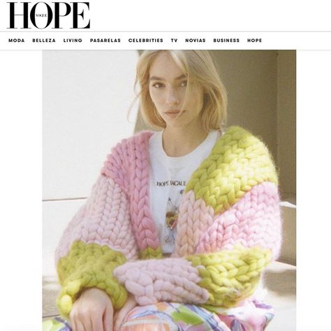 HOPE MACAULAY on Instagram: “Interview with @voguespain 🧡 Thank you so much @susmolga for this feature! I’m so flattered and so grateful! Also how amazing is Vogue’s…” Hope Mccauley, Hope Macaulay, Colorful Photoshoot, Irish Fashion, Bespoke Fashion, Chunky Knit Cardigan, Chunky Knitwear, Jacket Pattern, Cool Street Fashion