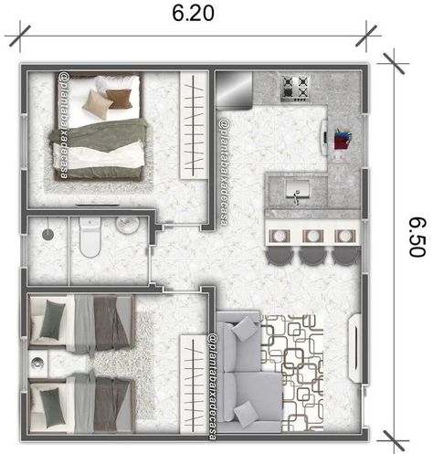 Small Apartment Building Design, Small Apartment Plans, Floor Plans House, Small Apartment Building, Little House Plans, Small Tiny House, Small House Layout, Small House Floor Plans, House Floor Design