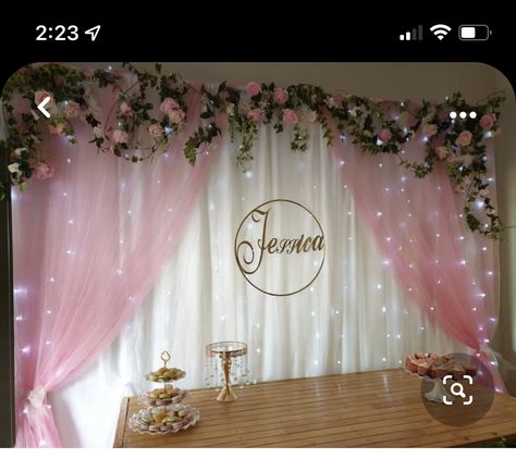 Simple Engagement Decorations At Home, Naming Ceremony Decoration, Sweet 15 Party Ideas Quinceanera, Sweet 15 Party Ideas, Quinceanera Pink, Simple Stage Decorations, Quinceanera Planning, Minnie Birthday Party, Simple Birthday Decorations