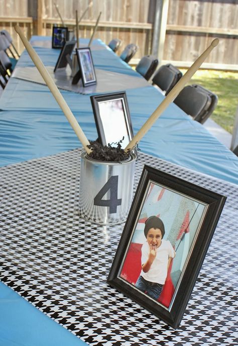 Rockstar Birthday Party table centerpieces Rock And Roll Birthday Party Centerpieces, Rock And Roll Party Decorations Table Centerpieces, Rock And Roll Centerpiece Ideas, Rock And Roll Centerpieces, Birthday Party Table Centerpieces, Rock And Roll Party Decorations, Rock And Roll Birthday Party, First Birthday Centerpieces, 1st Birthday Party Games