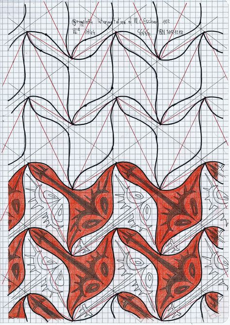 Escher Tessellations, Tessellation Art, Mc Escher, Fashion Illustration Sketches Dresses, Sketches Dresses, Fashion Illustration Sketches, Illustration Sketches, Geometric Art, Drawing Techniques