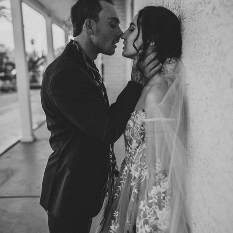 Goth Couple, Music To My Ears, Desert Photoshoot, Garter Toss, Goth Wedding, Vegas Wedding, Fun Couple, Couples In Love, Wedding Pics