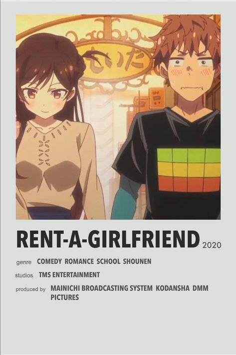 Minimalist Anime Poster, Anime Polaroid, Anime Covers, Posters Anime, Anime Prints, Minimalist Anime, Rent A Girlfriend, Tamako Love Story, Anime Suggestions