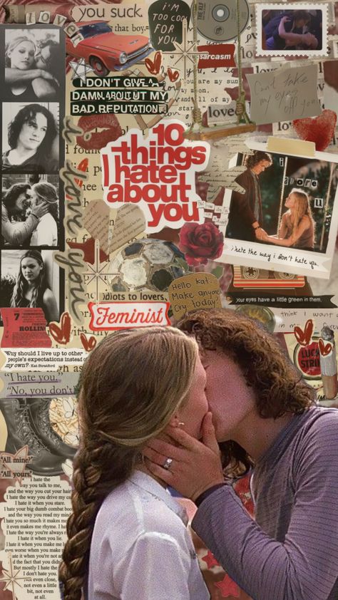 Not mine but the best TTIHAY wallpaper I’ve ever seen @arianamullen19 #10thingsihateaboutyou #katstratford #patrickverona #biancastratford #cameronjames Romcom Movies, Album Cover Wallpaper Collage, 10 Things I Hate About You, In Another Life, Music Mood, Romantic Movies, Romance Movies, I Hate You, Iconic Movies