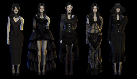 Happy Halloween! 🎃🍬 Sims 4 Butler, Sims 4 Cc Goth, Sims4 Cc Mods, Vampire Dress, Vampire Clothes, Sims 3 Mods, Dress Necklace, Pelo Sims, Necklace Outfit