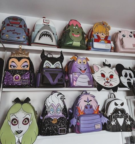 Loungefly Backpack Display Ideas, Backpack Display Ideas, Loungefly Display Ideas, Loungefly Display, Loungefly Halloween, Backpack Display, Loungefly Backpack, Rainbow Room, Loungefly Bag