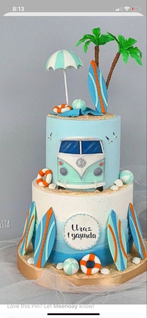 1st Birthday Surf Cake, Surfs Up Theme Party, Surf Theme Food, Surf Themed Cake, First Wave Birthday Cake, Surf Theme Birthday Cake, Surfer Birthday Cake, The Big One First Birthday Cake, Surf Cakes Birthday