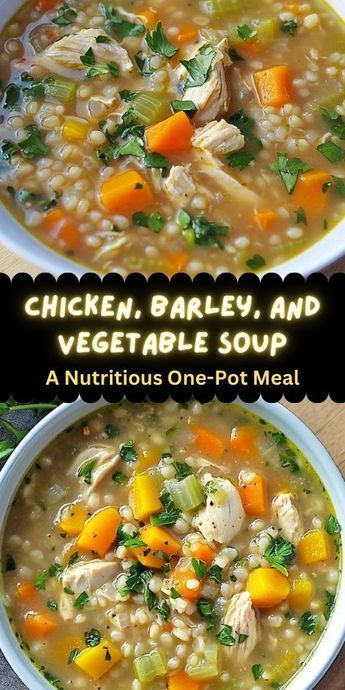 Looking for a wholesome, comforting soup that’s packed with nutritious ingredients? This Chicken, Barley, and Vegetable Soup is just the answer. Chicken Barley, Chicken Barley Soup, Barley Soup Recipe, Vegetable Barley Soup, Comforting Soup, Hearty Chicken, Barley Soup, Comfort Soup, Mixed Vegetables