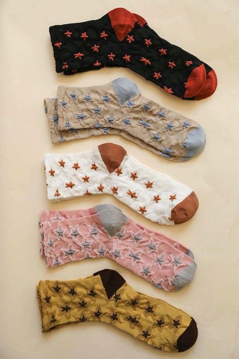 Embroidered Socks, Trendy Socks, Ankle Sock, Funky Socks, Cute Stars, Sock Patterns, Cute Socks, Patterned Socks, Star Design