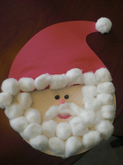 Santa with cotton ball beard art Cotton Ball Crafts, Easy Christmas Crafts For Kids, Christmas Angel Crafts, Christmas Spectacular, Santa Crafts, Preschool Christmas Crafts, Christmas Crafts For Kids To Make, Christmas Kindergarten, Angel Crafts