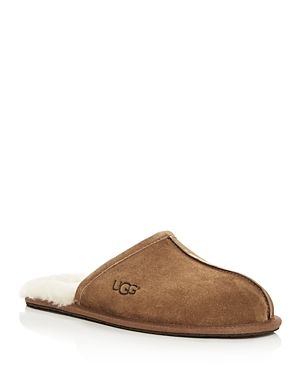 UGG SCUFF SLIPPERS. #ugg #shoes Uggs Slippers Men, Ugg Men Slippers, Dark Brown Ugg Slippers, Valentines Day Husband, Brown Suede Slip-on Slippers, Mens House Shoes, Men’s Ugg Slippers, Ugg Slides, Mens Ugg Slippers