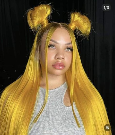 I want to try YELLOW so Bad 😫🔥😍 Link 🔗🖇️ is 👇👇👇👇👇 Whatsapp +447960701416 #plating #meltedlace #towerofterror #LeoSeason #TeamUSA #wiginstallatlanta #miamiwigs #yellowhair #explore #viralpost #post Yellow Lace Front Wig, Yellow Braids, Hairstyles With Buns, Yellow Wig, Future Hairstyles, Mixed Girl, Colored Weave, Hair Acessories, Aliexpress Hair