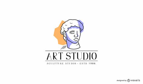 Great logo template that features a sculpture and the caption "Art studio". Create your new business logo! Use this logo template and design your own professional logo to place on business cards, social media, your website and more. Logo For Painting Artist, Art Shop Logo, Art Club Logo, Art Studio Business, Art Studio Logo Design, Art Studio Logo, Logo Design Architecture, Artist Logo Design, Spa Logo Design