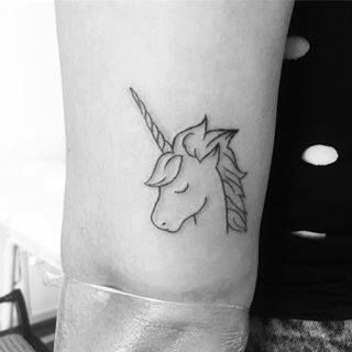 Simple Unicorn Tattoo Outline, Fine Line Unicorn Tattoo, Simple Unicorn Tattoo, Unicorn Tattoo Designs, 3 Ear Piercings, Unicorn Tattoo, Unicorn Tears, Unicorn Tattoos, Tattoos For Daughters