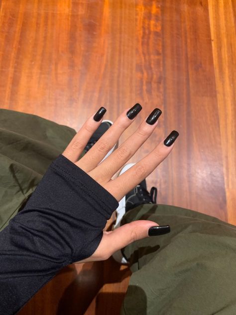 Black Nails Plain, Black Square Nails Long, Black Square Nails, Long Nails Black, Square Nails Long, Cool Nails, Nails Black, Nails Long, Fire Nails