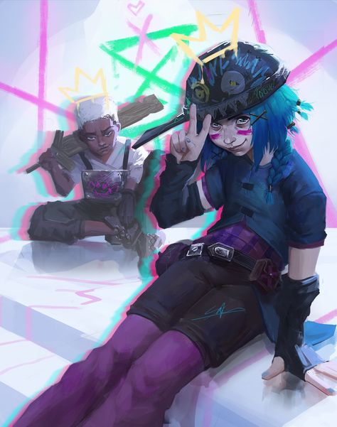 Arcane Ekko, Jinx X Ekko, Jinx And Ekko, Jinx And Vi, Arcane Fanart, Arcane Art, League Of Legends Arcane, Jinx Arcane, Jinx League Of Legends