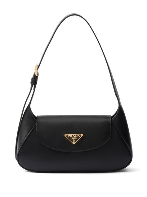 Prada Handbags Black, Black Purse Gold Hardware, Black Purse Designer, Black Shoulder Bag Aesthetic, Trendy Designer Bags, Black Designer Bag, Black Small Handbag, Tas Prada, Small Black Bag