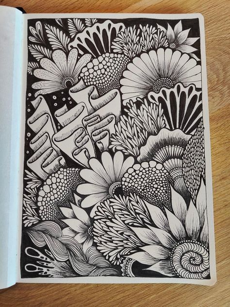 Beautiful Zentangle Art, Ballpen Art Drawings, Letter A Zentangle Design, Black Aesthetic Drawing, Complex Doodles, Drawing Patterns Doodles, Zentagle Drawing Ideas, Zentangles Art, Doddle Art