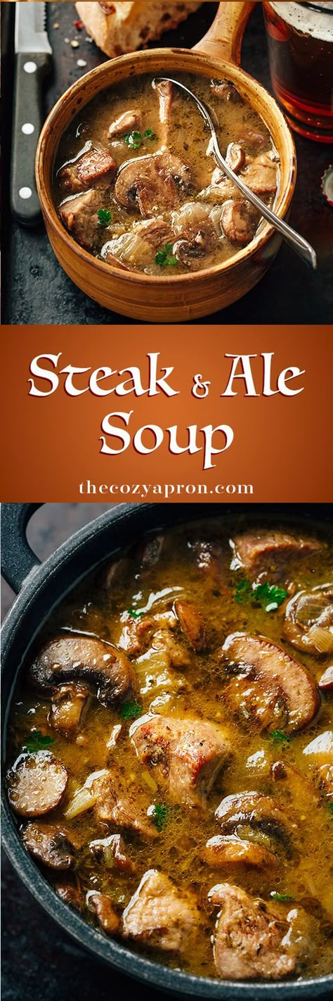 Steak And Ale Soup, Steak And Ale, Diner Recept, Soup And Stew, God Mat, Think Food, Vegan Soup, Soup And Sandwich, Easy Soups