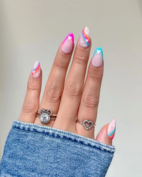 50 Incredibly Cute Disney Nails That Add A Touch Of Magic Disney Aesthetic Nails, Neon Disney Nails, Colorful Disney Nails, Pastel Disney Nails, Disneyland Nails Designs, Encanto Nails, Summer Disney Nails, Subtle Disney Nails, Disney Nails Design