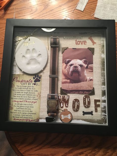 Pet Memorial Ideas Dogs, Lou Dog, Dog Shadow Box, Pet Remembrance, Memorial Tattoos, Dog Memorial, Pet Memorial, Paw Prints, Pet Loss