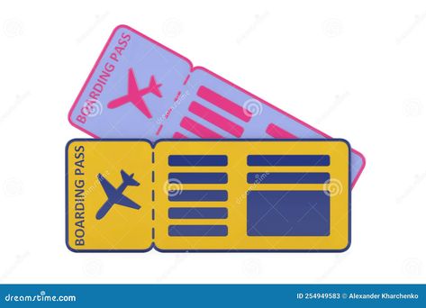 Travel, Journey or Business Fly Concept. Cartoon Stylized Airline Boarding Pass Airplane Ticket Design on a white background. 3d Rendering Airplane Ticket Design, Backboard Ideas, Fly Ticket, Airplane Ticket, Travel Journey, Ticket Design, Airplane Tickets, Background 3d, Editorial Illustration