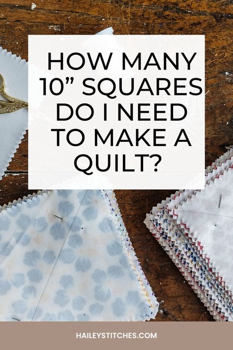 Learn what size quilt you can make with one, two, or three layer cakes! This post will tell you exactly how many layer cake squares you need to make any size quilt. Patchwork Quilts King Size, Full Size Quilt Patterns Free, Quilt Throw Size, Throw Quilt Size, Quilt Math, Throw Size Quilt, Learn Sewing, Layer Cake Patterns, Quilt Board