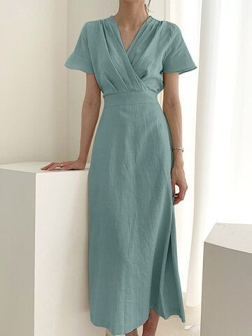 Retro Mode, Vestido Casual, 가을 패션, Casual Fall Outfits, Linen Dresses, Linen Clothes, Dress Design, Green Fashion, Sewing Dresses