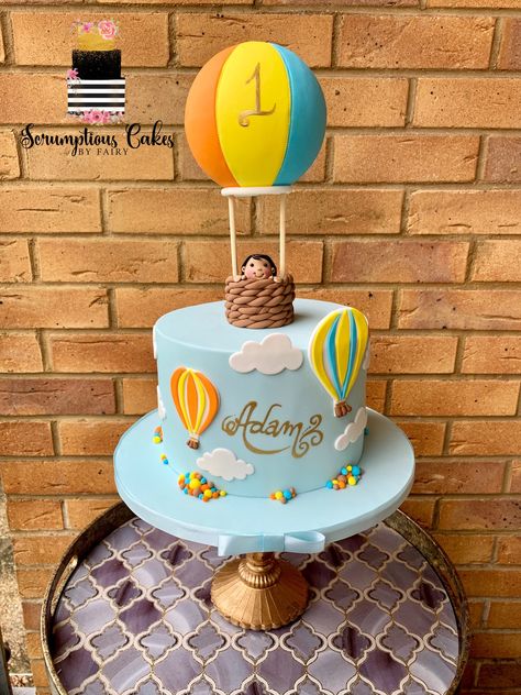 Parachute Cake Birthdays, Hot Air Balloon Cake 1st Birthdays, Hot Balloon Cake, Hot Air Balloon Theme Cake, Parachute Cake, Hot Air Balloon Birthday Cake, Hot Air Balloon Party Theme, Baby 1st Birthday Cake, Mickey Birthday Cakes