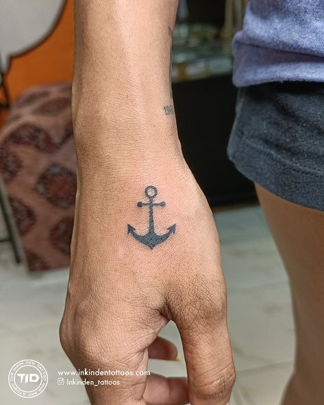 Anchor ⚓ Hand Anchor Tattoo, Anchor Hand Tattoo, Marine Tattoo For Men, Anchor Tattoo For Men, Tiny Anchor Tattoo, Meaning Full Tattoos, Small Anchor Tattoos, Marine Tattoo, Small Anchor