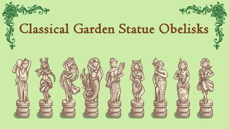 Classical Garden, Stardew Farms, Stardew Valley Layout, Stardew Valley Tips, Stardew Valley Farms, Stardew Valley Fanart, Dots Game, Pixel Drawing, Garden Statue