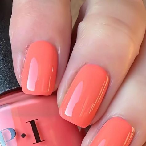 Coral Nail Colors, Coral Nail Color, Flex On The Beach Opi, Opi Coral Colors, Opi Flex On The Beach, Coral Summer Nails 2024, Best Coral Nail Polish, Opi Coral Nail Polish, Bright Coral Red Nails