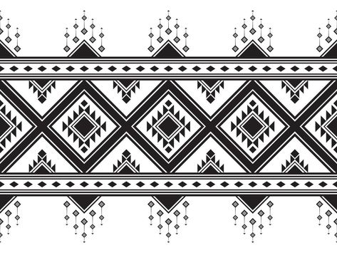 Geometrical Border Design, Pattern Illustration Geometric, Ethnic Design Pattern, Geometrical Border, Ikat Art, Fabric Pattern Design, Ethnic Pattern Design, Fabric Patterns Design, Geometric Vector