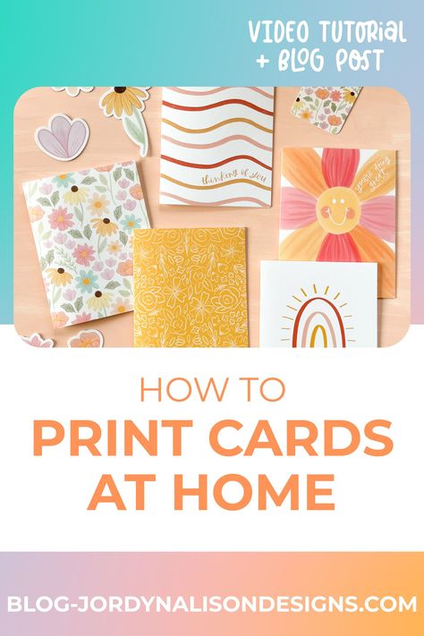 Learn how to print cards from home, including what printer and paper I use. Start a greeting card business from home, or print cards for personal use! Printing Greeting Cards, Printing Cards At Home, Free Card Template, Greeting Cards Business, Greeting Card Business, Greeting Cards For Teachers, How To Make Greetings, Greeting Card Maker, New Home Greetings