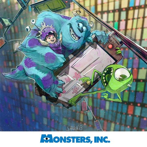 Monster Inc #SHAVRIN, Ivan Shavrin on ArtStation at https://www.artstation.com/artwork/1e1Ye Monster And Co, Bu Monsters Inc, Ivan Shavrin, Monsters Inc Art, Monsters Inc Movie, Sully Costume, Sully And Boo, Randall Boggs, Monsters At Work