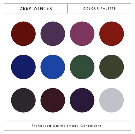 Deep Winter Color Palette, Deep Winter Palette Outfits, Winter Skin Tone, Deep Winter Palette, Deep Winter Colors, Winter Palette, Skin Undertones, Winter Color Palette, Colour Consultant