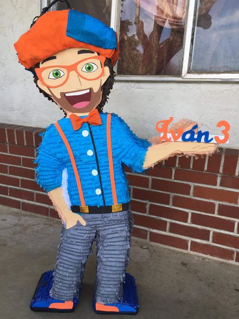 Blippi Theme Birthday Blippi Pinata, 2nd Birthday Party For Boys, Birthday Pinata, 2nd Birthday Party Themes, Lego Party, 4th Birthday Parties, Theme Birthday, Birthday Backdrop, Boy Birthday Parties