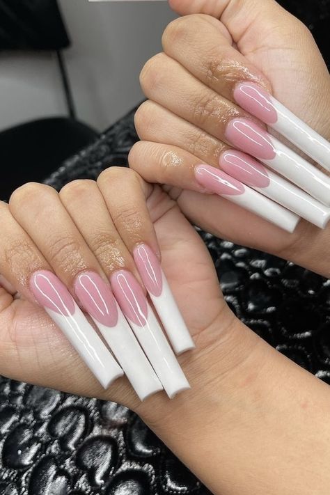 Toes Ideas, French Manicure Acrylic Nails, Poppin Nails, Nails Styles, Nails Collection, Long Stiletto, Long Acrylic Nail Designs, French Manicure Nails, Polygel Nails