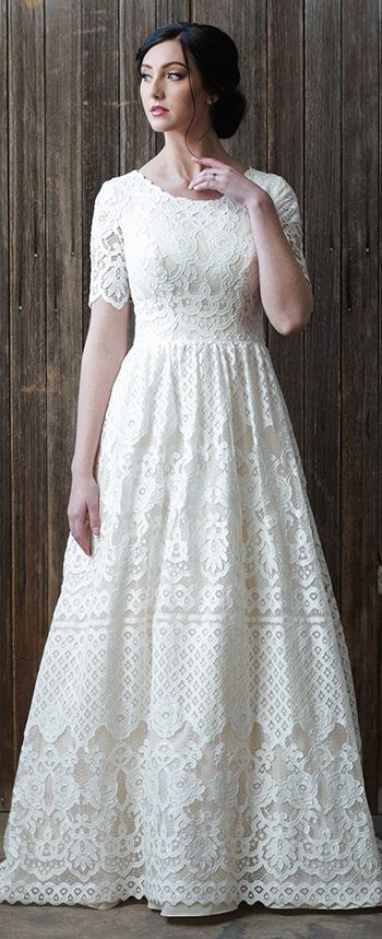 Modest Mon Cheri, Conservative Simple Wedding Dress, Old Fashion Wedding Dresses Vintage, Plus Size Modest Wedding Dresses, Modest A Line Wedding Dress, Conservative Wedding Dress, Bridal Image, Modest Bridal, Modest Wedding Gowns