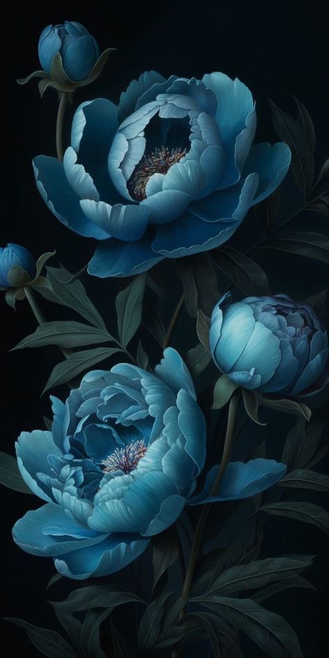 Flores Wallpaper, Minimalistic Tattoo, Qhd Wallpaper, Blue Peonies, Lovely Flowers Wallpaper, Dark Flowers, Minimalist Tattoos, Abstract Art Wallpaper, Wallpaper Nature Flowers