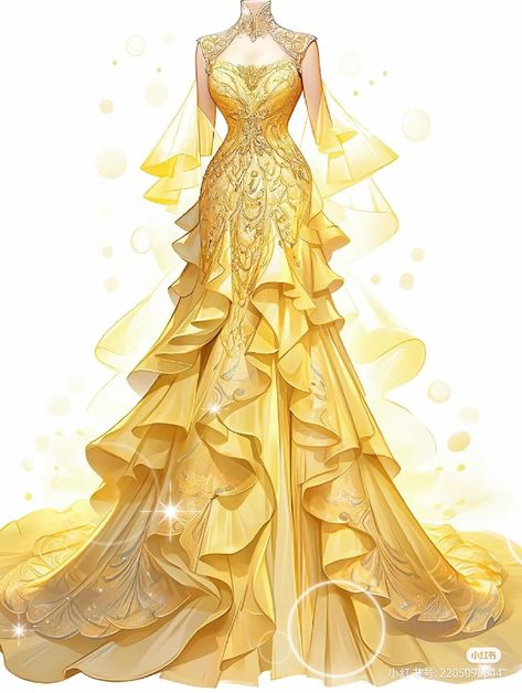 Gold Fairytale Dress, Dress Aesthetic Royal, Mascarade Ball Dresses, Fantasy Ballgown, Aesthetic Princess Dress, Yellow Gowns, White Dress Aesthetic, Yellow Formal Dress, Phoenix Costume