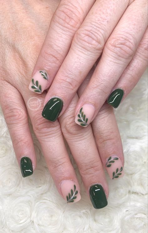 Leafy Nails, Manicure, Nails, Green