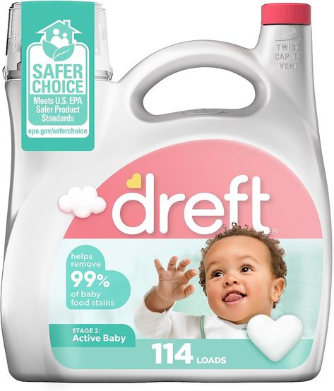 Dreft Stage 2: Active Baby Liquid Laundry Detergent Baby Laundry Detergent, Baby Laundry, Scent Booster, Baby F, Food Stains, Liquid Laundry Detergent, Crawling Baby, Laundry Liquid, Household Cleaning Supplies