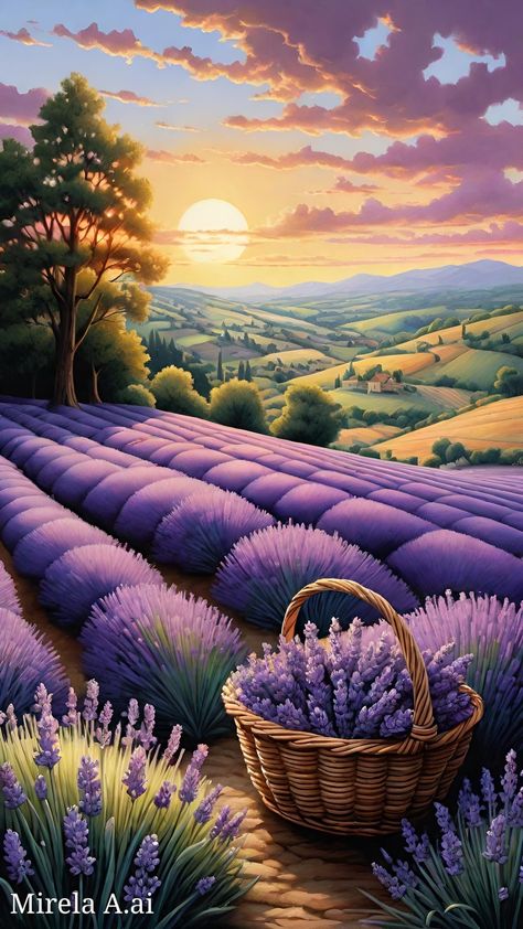 Mirela Anton, Lavender Fields, Dream Art, Small Paintings, Anime Fanart, Aesthetic Art, Amazing Art, Provence, Decoupage