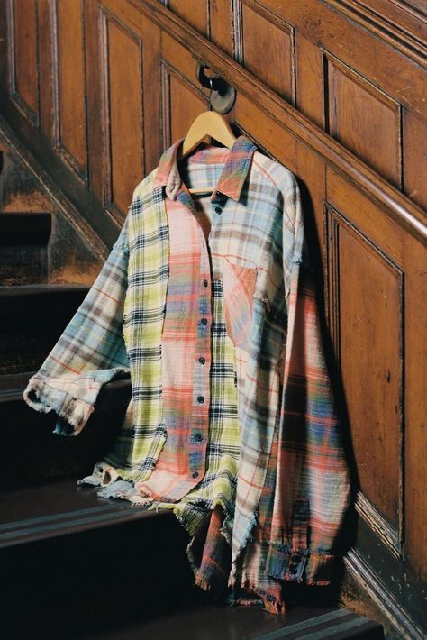 alexis montgomery grant / daniel grant / alexisdaniel / danielalexis / part of your world by abby jimenez Urban Outfitters Flannel, Patchwork Flannel, Recycled Sweater, Oversized Flannel, Mens Flannel Shirt, Cozy Flannel, Recycle Clothes, Refashion Clothes, Upcycle Clothes