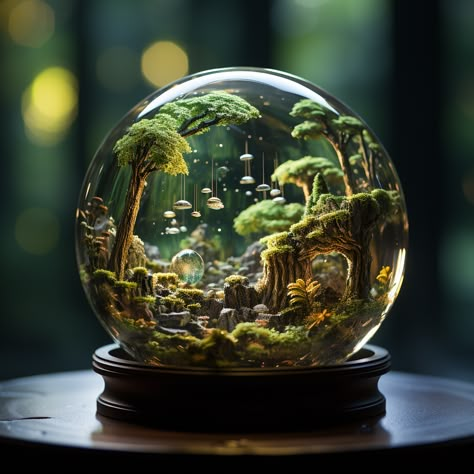 Ai made me do it Water Terrarium, Open Terrariums, Beautiful Terrariums, Epoxy Art, Diorama Ideas, Water Globes, Glass Products, Glass Globes, Fairy Garden Diy